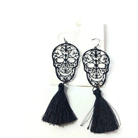 Jewelry - Sugar Skull and Tassel Earrings